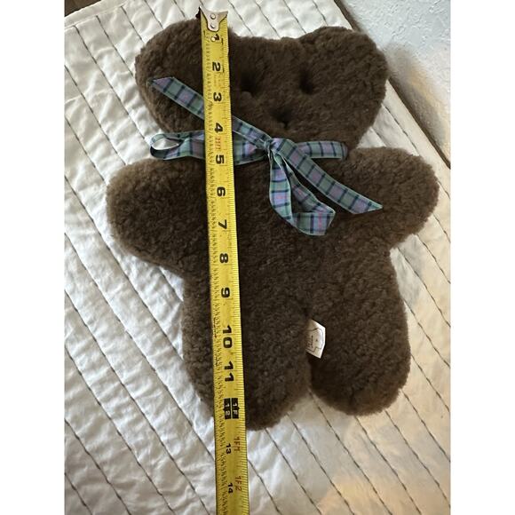 Sheepskin Flat Style Teddy Bear Brown Plaid Bow Australia Tambo Teddies Wool - Picture 8 of 8